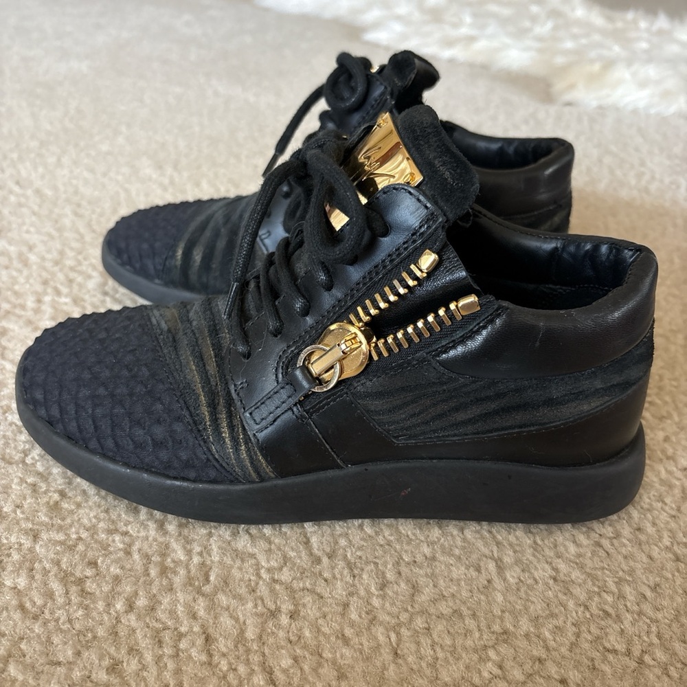 Giuseppe Zanotti Black and Gold Sneakers